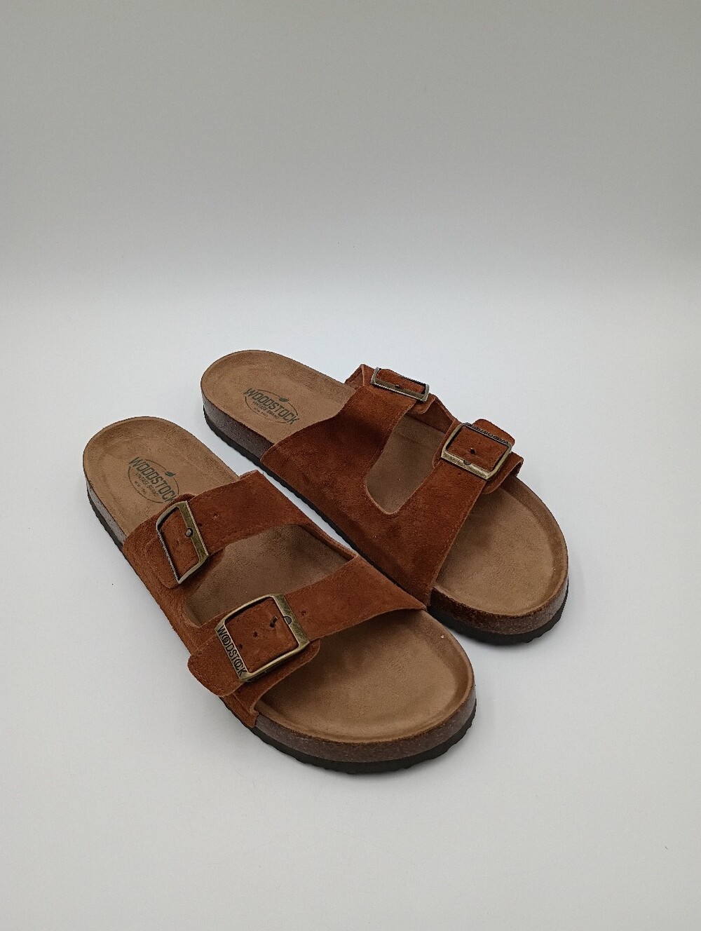 Woodstock Bert Sandals Mens Brown Suede Leather Double-Buckle Size 12M